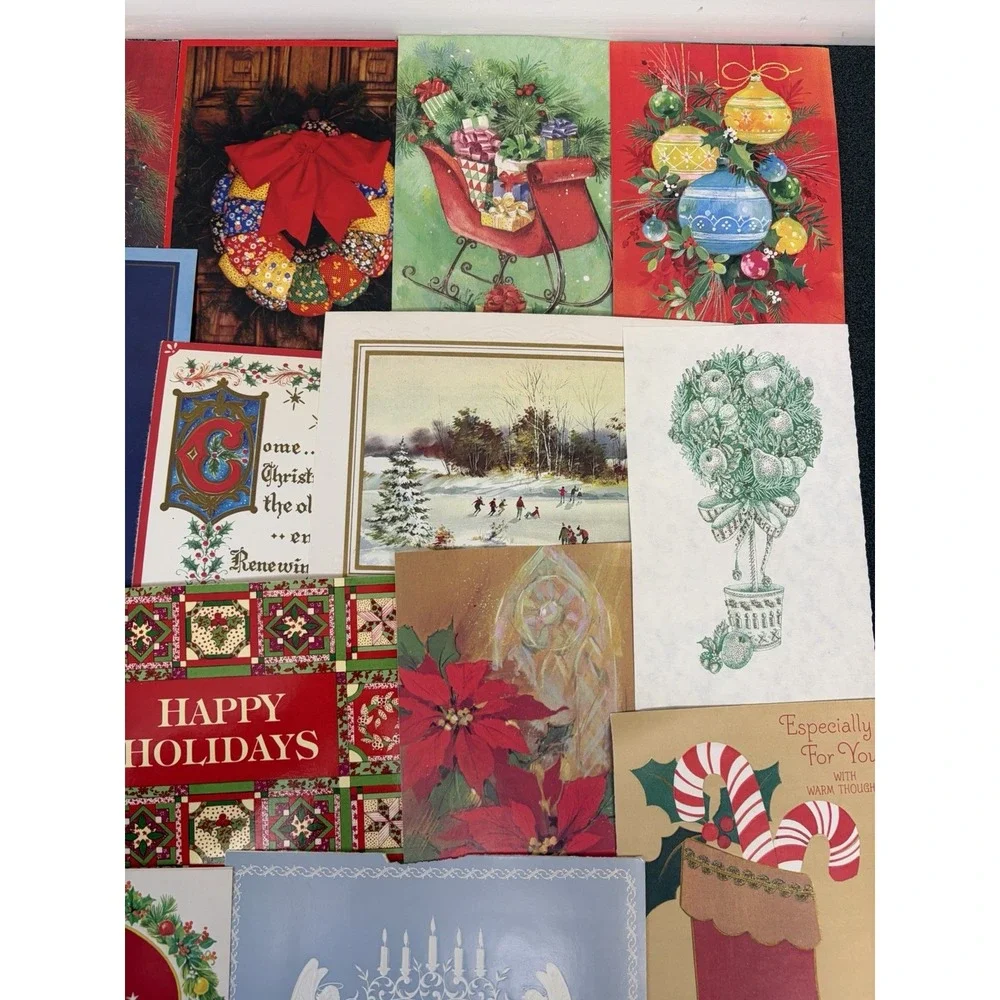 Vintage Christmas Cards Fronts ONLY Traditional Scrapbooking Decoupage Lot 50+